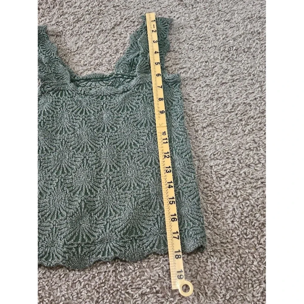 Free People Love Letter Cami Tank Medium Laurel Canyon Green Stretch Wide Strap